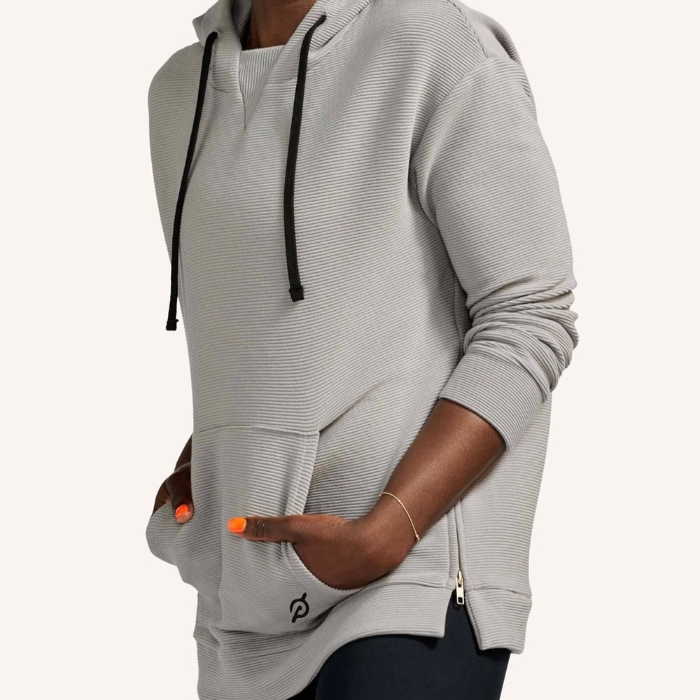 NWT Peloton Rib Side Zip Hoodie, size large, gray